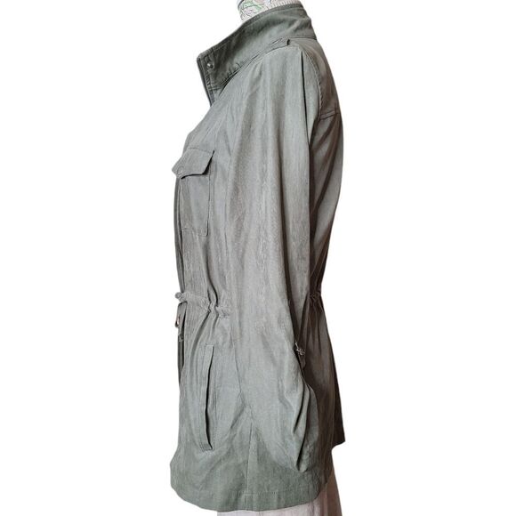 STACCATO Size Small Olive Green Funnel Neck Lightweight Utility Jacket Gorpcore - Picture 5 of 11